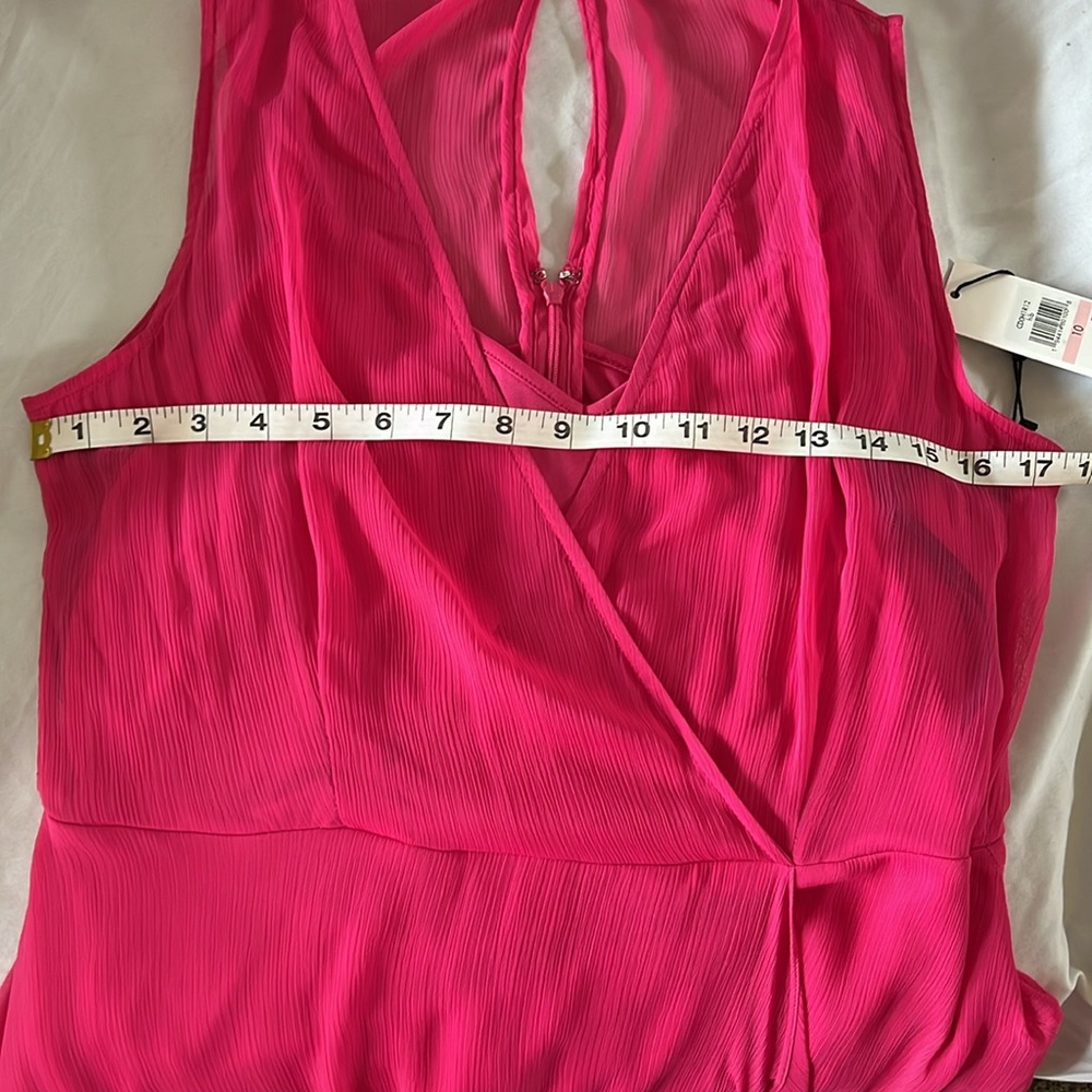 NWT Calvin Klein Cocktail Dress Size 10 Hibiscus High Low Chiffon - Picture 6 of 15